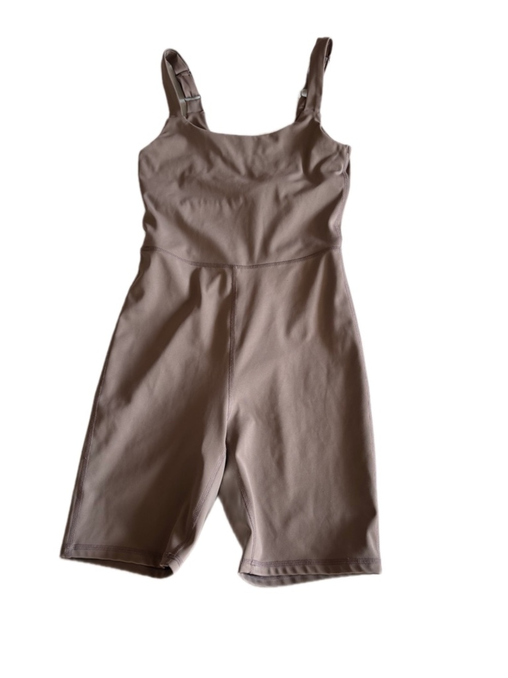 Adjustable-Strap Short Romper in Taupe